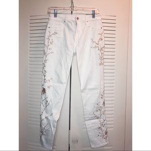 White Embroidered Jeans